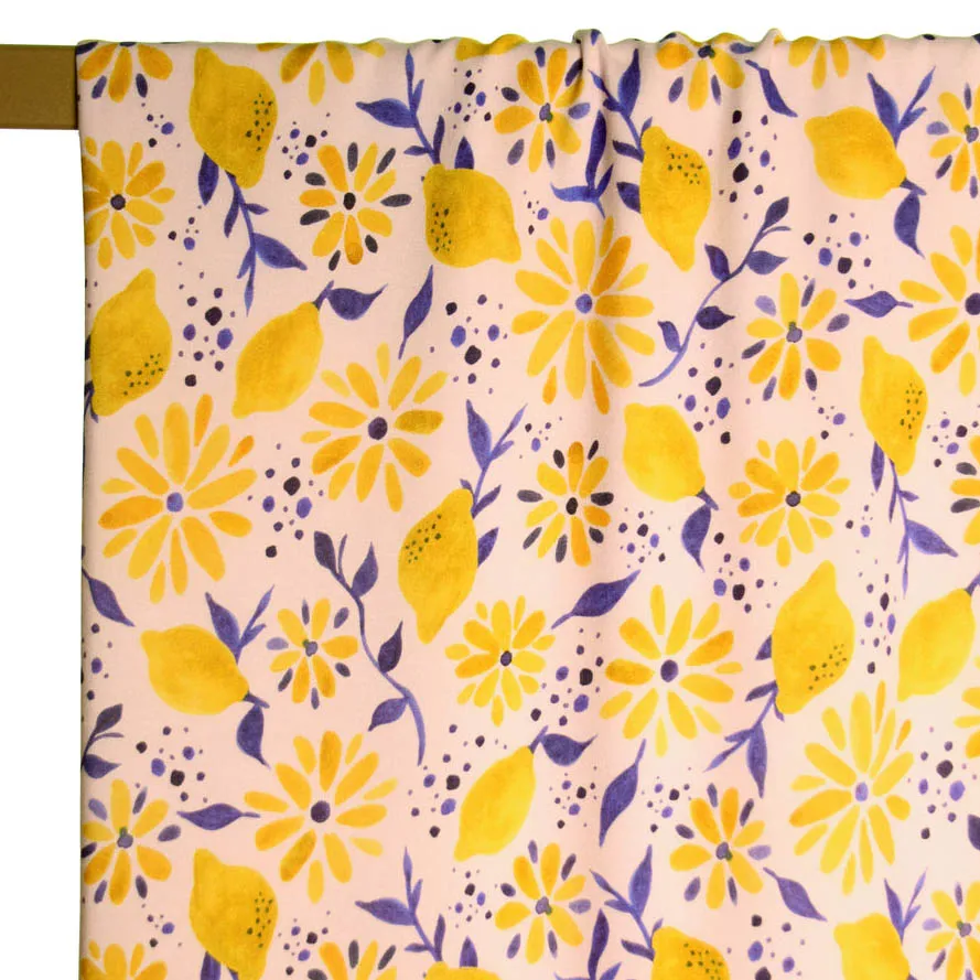 Viscose zachtroze met citroentjes - Atelier Jupe